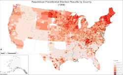 Map of Republican presidential election results by county