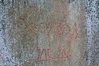 The picture stone, Riksbyristningen, represents the gods Odin and Thor.