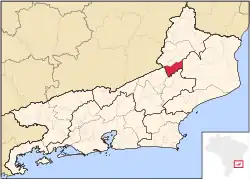 Location of Itaocara in the state of Rio de Janeiro