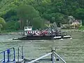 Ferry between Weißenkirchen and St. Lorenz before mooring at Weißenkirchen