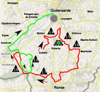 Second lap of the circuit (red) and final (green)