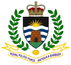 The emblem of the Royal Police Force of Antigua and Barbuda featuring the Crown