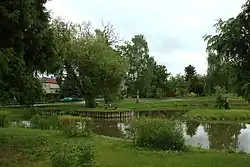 A pond in the centre of Rybníček village