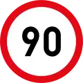 Speed limit of 90 km/h