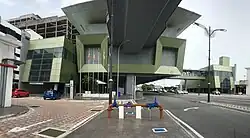 View of the station above Jalan Cheras with Entrance A on the right and Entrance B on the left.