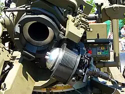 The interrupted screw breech with loading mechanism.