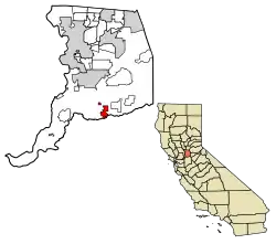 Location of Galt in Sacramento County, California