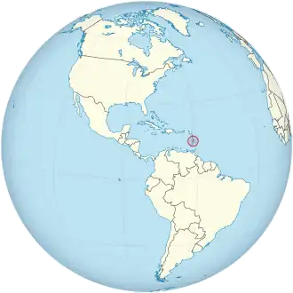 Location of&nbsp;Saint Lucia&nbsp;(circled in red) in the Caribbean