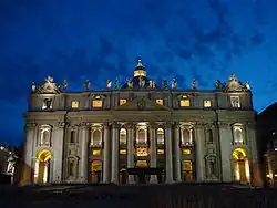A photograph of the façade of St. Peter's Basilica