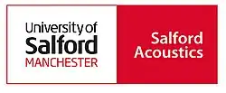 Salford Acoustics, University of Salford logo, Manchester, UK