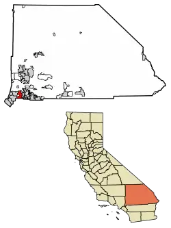 Location of Fontana in San Bernardino County, California