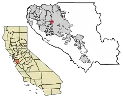 Location of Burbank in Santa Clara County.