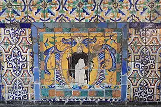 Detail of Sevillian azulejos dated to 1606[3] inside the church