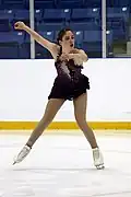 Sarah Isabella Bardua begins the take-off of a Salchow