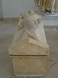 Sarcophagus of the priestess preserved in the Carthage museum, marble, 4th or 3rd century BC, 76 × 197 × 68 cm.[2]