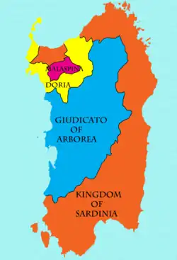The political situation in Sardinia after 1324 when the Aragonese conquered the Republic of Pisan territories of Sardinia, which included the defunct Judicate of Cagliari and Gallura.