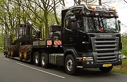 Scania R&nbsp;500&nbsp;LA6x2HHA tractor unit with pre-2009 styling in the Netherlands.