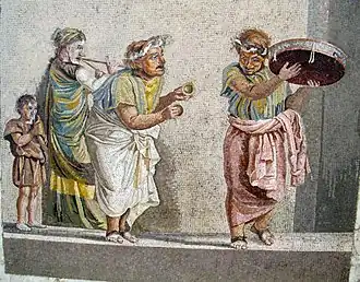Image 7Trio of musicians playing an aulos, cymbala, and tympanum (mosaic from Pompeii) (from Roman Empire)