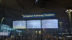 Train timetable for at Schiphol Plaza