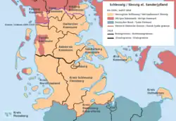 Schleswig/Slesvig with former and present-day administrative borders