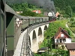 Steam train on the line