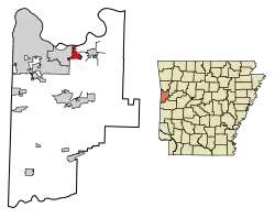 Location of Central City in Sebastian County, Arkansas.