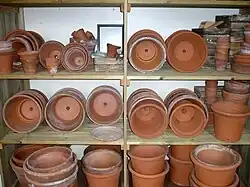 Terracotta flowerpots in Charles Darwin's laboratory at Down House