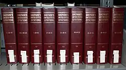 Photo of bound Shepard's Citations volumes