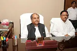 Tomar taking charge as the Union Minister for Mines, in New Delhi on 30 May 2014