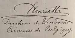 Princess Henriette's signature