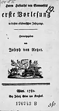 Erste Vorlesung in diesem akademischen Jahrgange, 1782