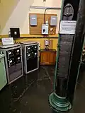 Radiobeacon equipment at the base of the tower.