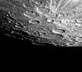 Mercury's south pole was photographed by one of Mariner 10's TV cameras as the spacecraft made its second close flyby of the planet September 21.