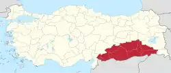Location of Southeastern Anatolia region