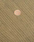 The Soyuz TMA-22 capsule shortly before landing.