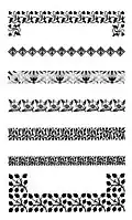 Specimens of printed floral borders from an 1897 type foundry specimen book.