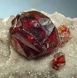 Gem quality twinned cherry-red sphalerite crystal (1.8&nbsp;cm) from Hunan Province, China
