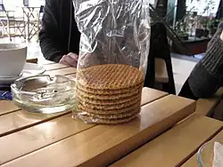 A packet of store-bought stroopwafels