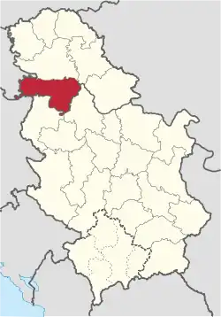Location of district in Serbia