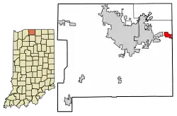 Location of Osceola in St. Joseph County, Indiana.