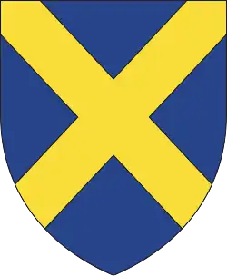 Azure a saltire or (Saint Alban's Cross, St Albans 1634)[25]