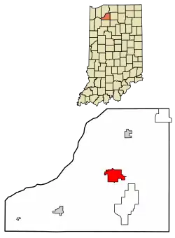 Location of Knox in Starke County, Indiana.
