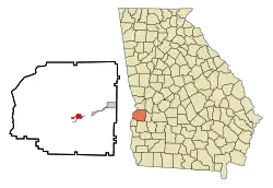 Location within Stewart County and Georgia