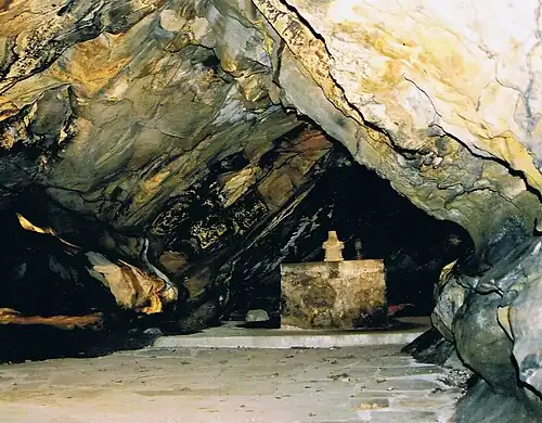 Saint Foellan's cave, showing structure and altar.