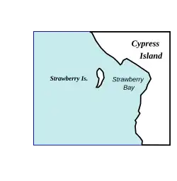Map of Strawberry Bay (Cypress Island, Washington, USA) and Strawberry Island.