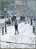 Street Scene in Winter (Snowstorm, New York) by Childe Hassam, 1901