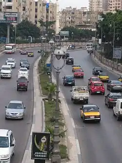 Right-hand traffic in Alexandria, Egypt