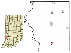 Location of Carlisle in Sullivan County, Indiana.