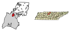 Location of Goodlettsville in Davidson and Sumner Counties, Tennessee