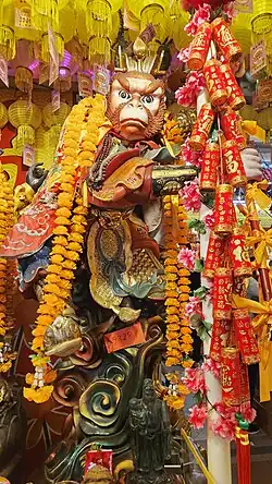 Sun Wukong statue and shrine at Waterloo Street, Singapore.